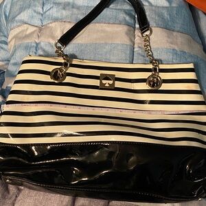 Stylish Black and White Striped Handbag
